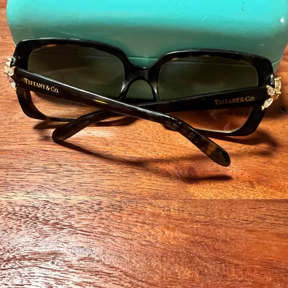 Authentic Tiffany & Co. Brown Sunglasses with Gold Crystal Butterfly Accen - Picture 3 of 7